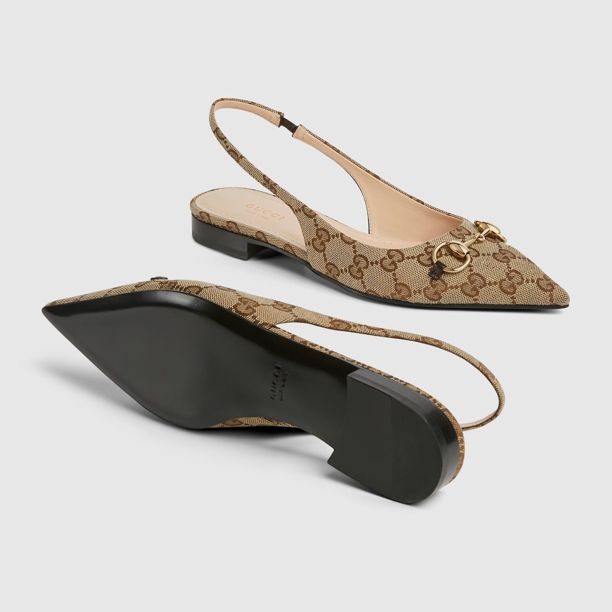 Women's Horsebit slingback flats in GG canvas